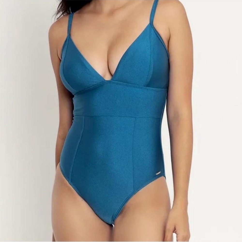 NWT Black Milk shimmer cyan blue one piece swimsuit Size S